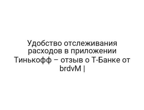 Удобство отслеживания расходов в приложении Тинькофф – отзыв о Т-Банке от brdvM |