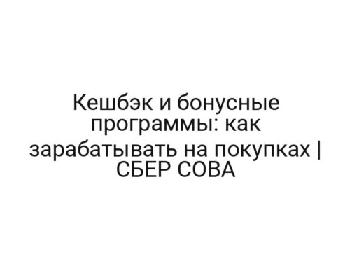 Кешбэк и бонусные программы: как зарабатывать на покупках | СБЕР СОВА